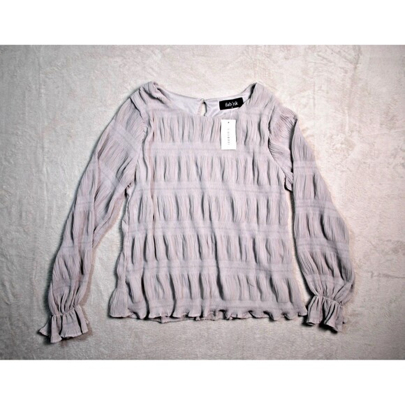 Fabrik Fab'rik Blouse Women's Medium Gray Ruched Long Sleeve Top NWT - Picture 1 of 5